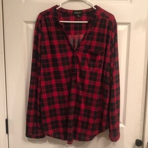 G Collection brand size 3X pullover button closure chest plaid shirt
